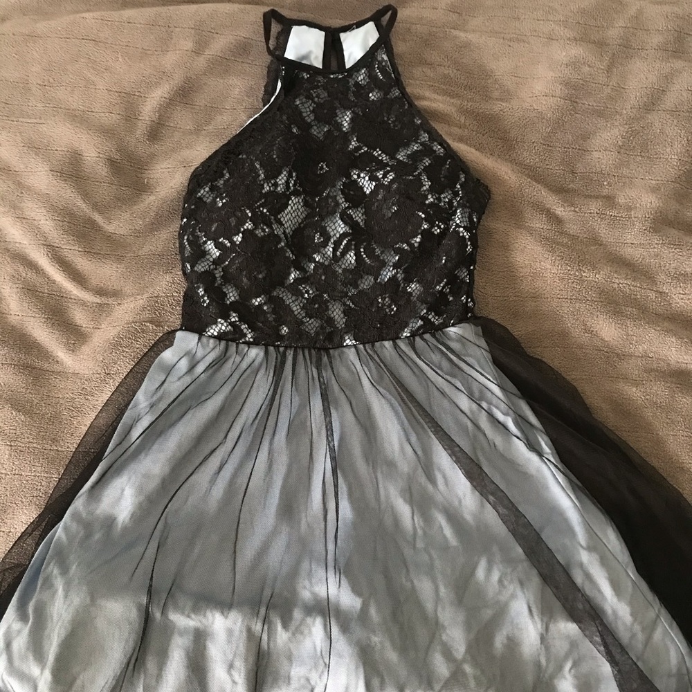 cyan and lace fancy dress